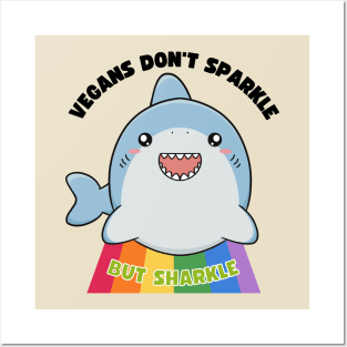 Not Sparkle but Sharkle Shark Animals Cute Funny Vegan Pun Posters and Art